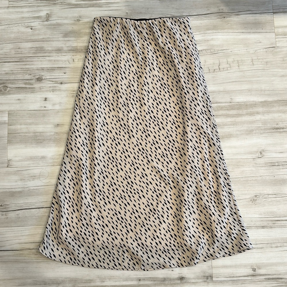 Nasty Gal cream and black spotted maxi skirt